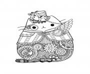 Printable Steampunk Pusheen coloring pages